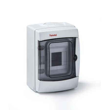 Famatel Usa IP65 DIN Rail 4 Module Enclosure 8.4 in H x 5.7 in W x 4.3 in D 3904-TTB